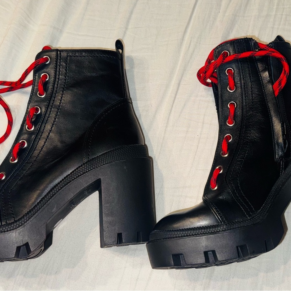 Gianni Bini Black Boots with Red Laces - Picture 6 of 9